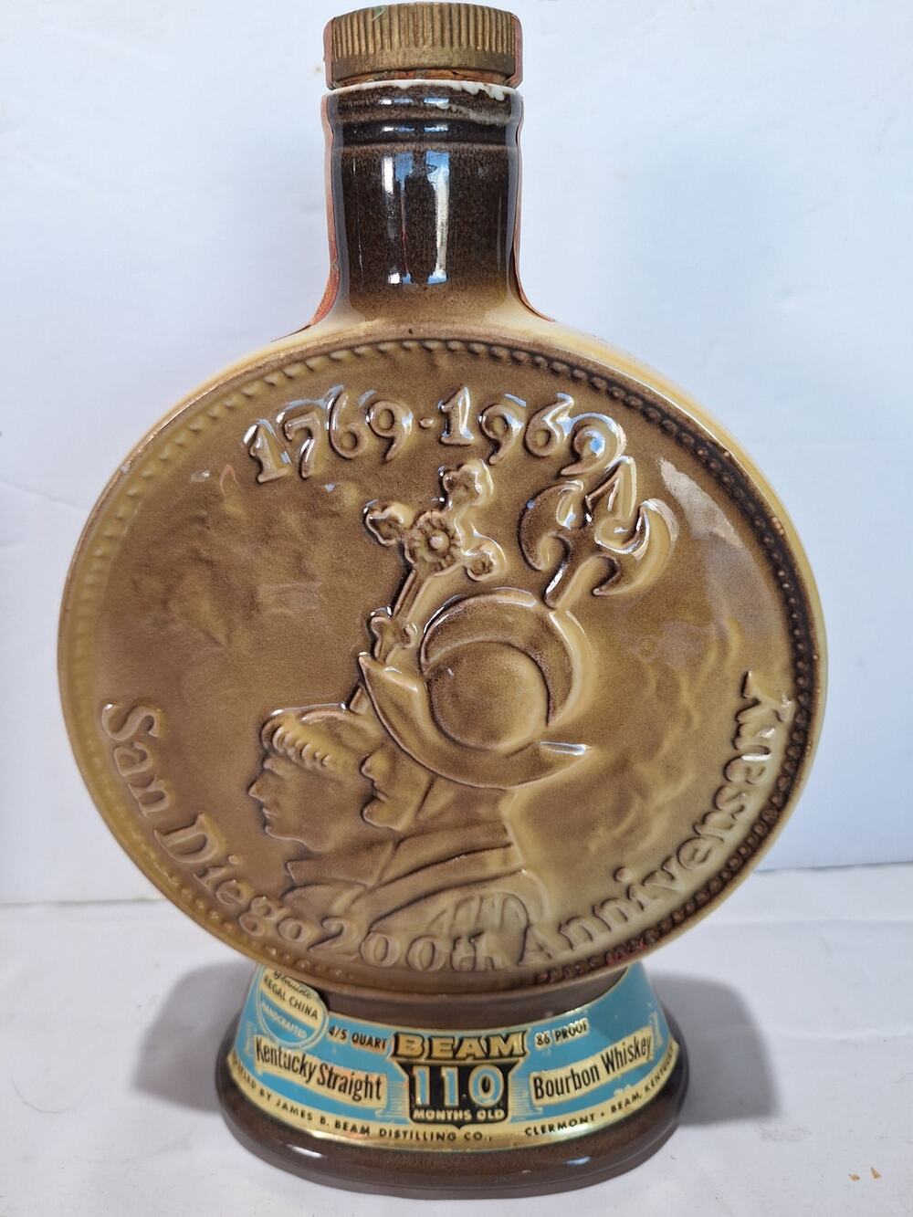 1969 Jim Beam San Diego 200th Anniversary Regal China Decanter 1769-1969 Empty